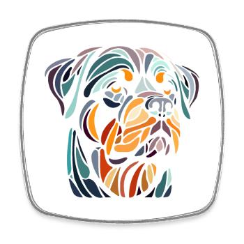 tete chien rottweiler géometrie polygone art - Magnet carré - blanc - Devant