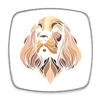 Cocker Spaniel dog head geometric art polygon art - Square fridge magnet - white - Front