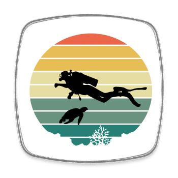 Diver and turtle - Viereckiger Kühlschrankmagnet - Weiß - Vorne