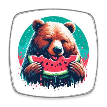 Watermelon Bear Yummy Gift - Square fridge magnet - white - Front