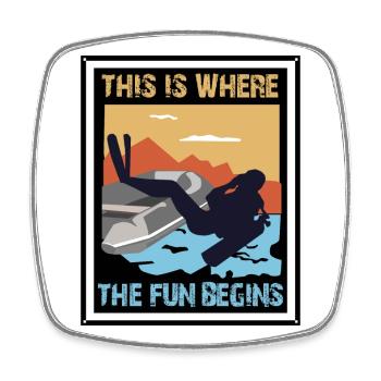 1 this is where the fun begins - Viereckiger Kühlschrankmagnet - Weiß - Vorne
