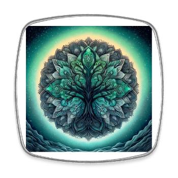 Mandala-Baum in Seegrün - Viereckiger Kühlschrankmagnet - Weiß - Vorne