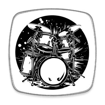 Drum Graphics - Square fridge magnet - white - Front
