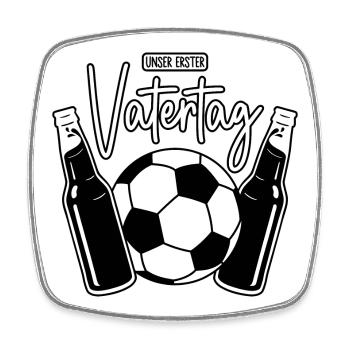 Unser erster Vatertag (Fußball Papa Sohn Baby) - Viereckiger Kühlschrankmagnet - Weiß - Vorne