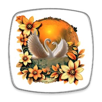 Beautiful swans in love. - Square fridge magnet - white - Front