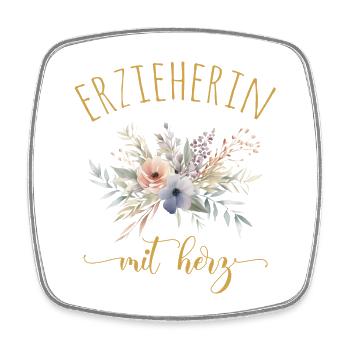 Erzieherin mit Herz - personalisierbares Design - Viereckiger Kühlschrankmagnet - Weiß - Vorne