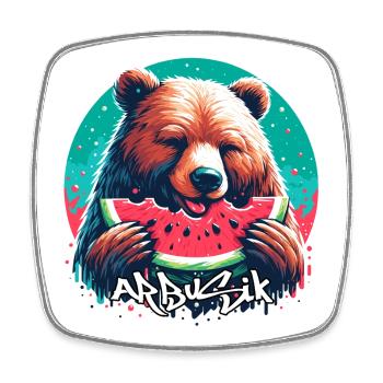 Watermelon Arbusik Bear Yummy Gift - Square fridge magnet - white - Front