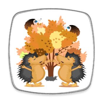 HERBST BAUM IGEL TIERILLUSTRATIONEN - Viereckiger Kühlschrankmagnet - Weiß - Vorne