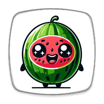 Kawaii Watermelon Cartoon Design - Square fridge magnet - white - Front