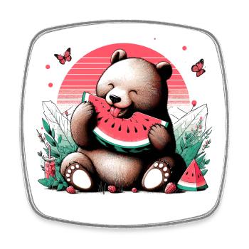 Watermelon Arbusik Bear Yummy Gift - Square fridge magnet - white - Front