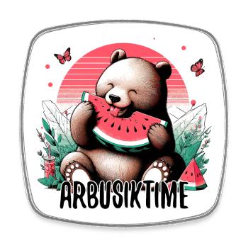 Time for Watermelon Arbusik Bear Yummy Gift - Square fridge magnet - white - Front