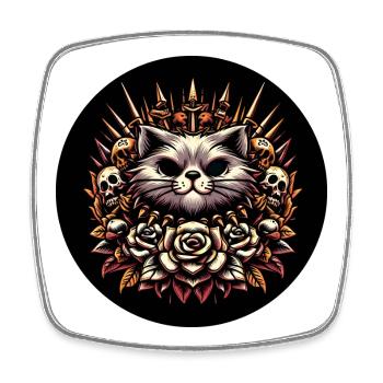 Evil cat - Viereckiger Kühlschrankmagnet - Weiß - Vorne