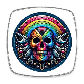 Metallic Rainbow Skull - Square fridge magnet - white - Front