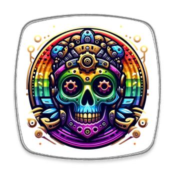 Metallic Rainbow Skull 2 - Square fridge magnet - white - Front