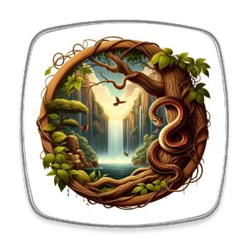 Queue in front of waterfall 1 - Square fridge magnet - white - Front