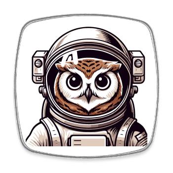 Un hibou astronaute de style dessin animé - Magnet carré - blanc - Devant