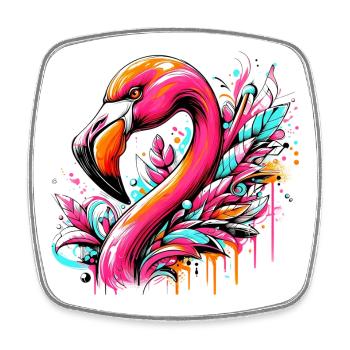 Flamant - Magnet carré - blanc - Devant
