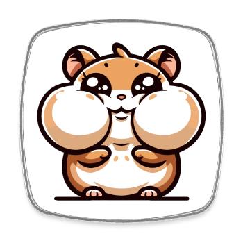 A cartoon style hamster - Square fridge magnet - white - Front