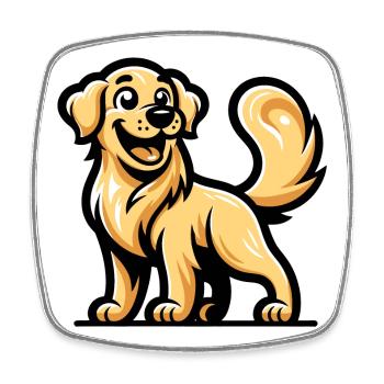 Ein Golden Retriever im Cartoon-Stil - Viereckiger Kühlschrankmagnet - Weiß - Vorne