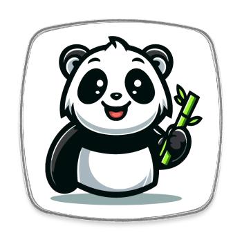 Panda Snacktime : Le Muncher de bambou - Magnet carré - blanc - Devant
