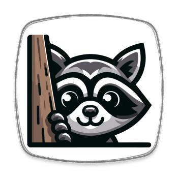 A cartoon style raccoon - Square fridge magnet - white - Front