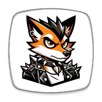 Un renard punk rock de style dessin animé - Magnet carré - blanc - Devant