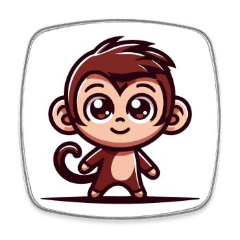 Ein niedlicher Affe im Cartoon-Stil - Viereckiger Kühlschrankmagnet - Weiß - Vorne