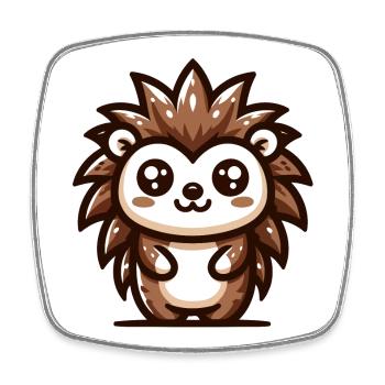 A playful cartoon style hedgehog - Square fridge magnet - white - Front