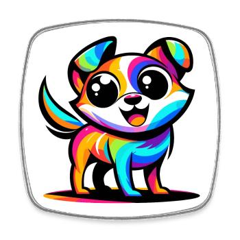 Ein lebendiger Hund im Cartoon-Stil - Viereckiger Kühlschrankmagnet - Weiß - Vorne