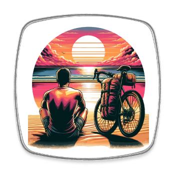 Sonnenuntergang Fahrrad Tour - Viereckiger Kühlschrankmagnet - Weiß - Vorne