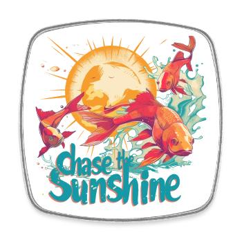 À la poursuite du soleil, Poissons, le soleil dans un style rétro - Magnet carré - blanc - Devant