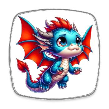 Dragon - Square fridge magnet - white - Front