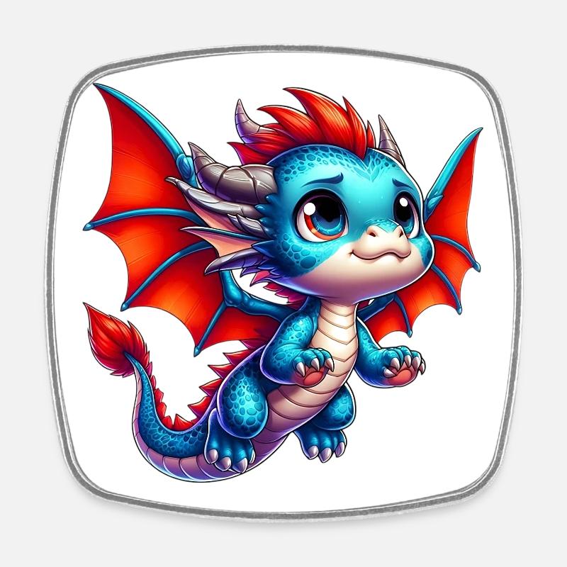 Drache - Viereckiger Kühlschrankmagnet - Weiß
