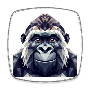 Un singe de style polygonal - Magnet carré - blanc - Devant
