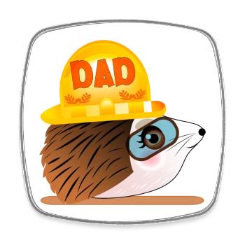 Hedgehog Dad - Bau - Viereckiger Kühlschrankmagnet - Weiß - Vorne