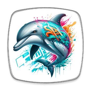 Delfin - Viereckiger Kühlschrankmagnet - Weiß - Vorne