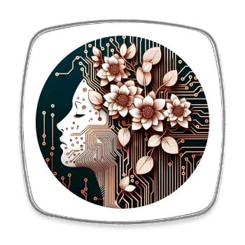 Mechanical Flower Girl - Viereckiger Kühlschrankmagnet - Weiß - Vorne