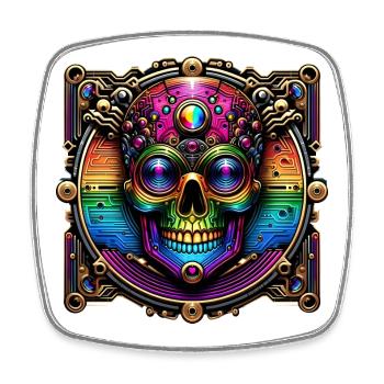 Cyberpunk Rainbow Skull Design - Square fridge magnet - white - Front