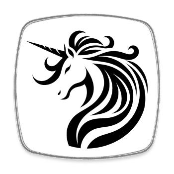 Schwarzes Einhorn Tribal Tattoo Design - Viereckiger Kühlschrankmagnet - Weiß - Vorne