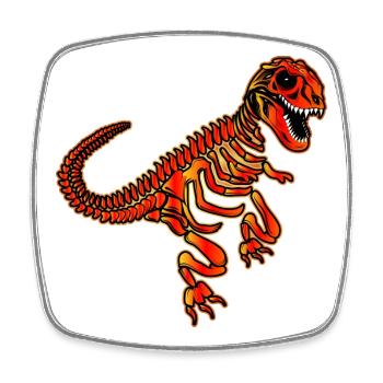 Dinosaur Skeleton Tyrannosaurus Rex Red Fossil - Square fridge magnet - white - Front