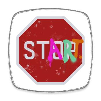 Stop start - Viereckiger Kühlschrankmagnet - Weiß - Vorne