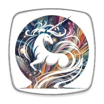 Fantasy Einhorn Galaxie Wirbel Design - Viereckiger Kühlschrankmagnet - Weiß - Vorne