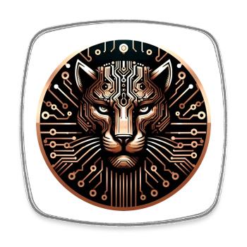 Cyber Leopard Platine Digital Art - Viereckiger Kühlschrankmagnet - Weiß - Vorne