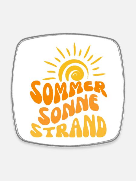 Summer Sun Beach Wavy - Square fridge magnet - white