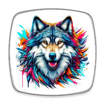 Wolf - Viereckiger Kühlschrankmagnet - Weiß - Vorne