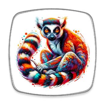 Lemur - Viereckiger Kühlschrankmagnet - Weiß - Vorne