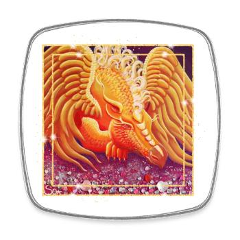 Drache Faronda Fülle - Sonja Ariel von Staden - Viereckiger Kühlschrankmagnet - Weiß - Vorne