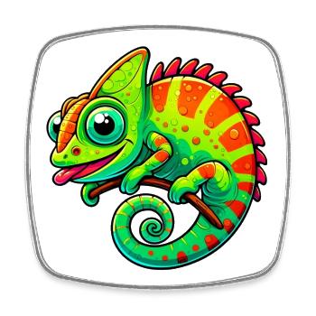 Chameleon - Square fridge magnet - white - Front