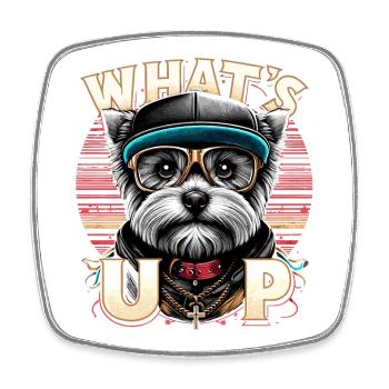 West Highland White Terrier Gangsta Hund Geschenk - Viereckiger Kühlschrankmagnet - Weiß - Vorne