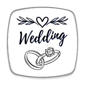 Alliances Love – Design de mariage minimaliste - Magnet carré - blanc - Devant